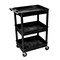 Offex Mobile Black Rolling Commercial Heavy-Duty Multi-Purpose Service Utility Cart With 3 Shelf, 4 Casters - 3 Pack